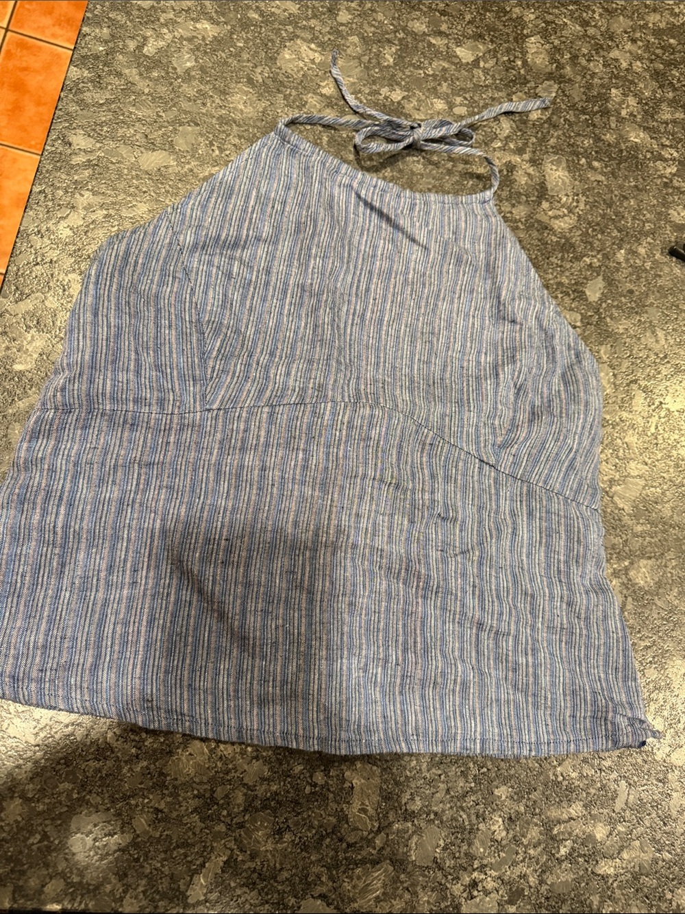 GAP Blue Striped Halter linen top